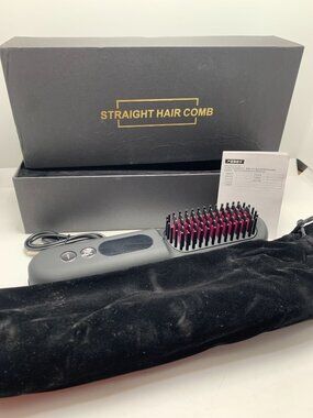 Straight Hair Comb Electric Heated Brush With Box & Pouch